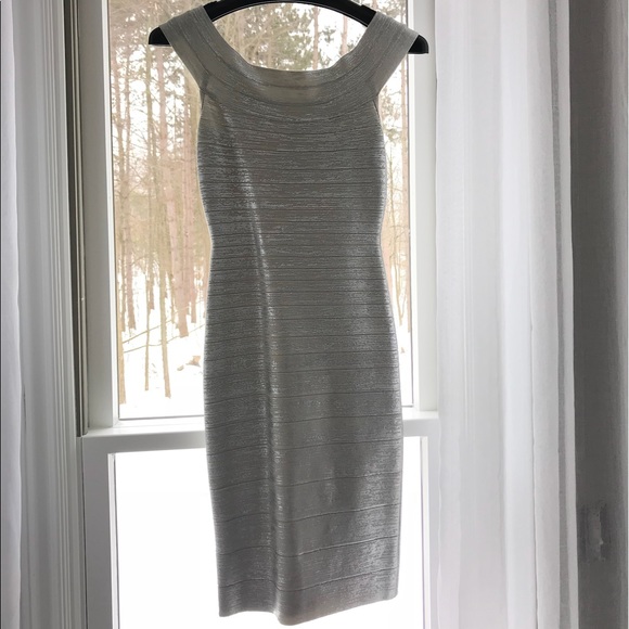 Herve Leger “Bridget” Metallic Foil Dress - Picture 5 of 8